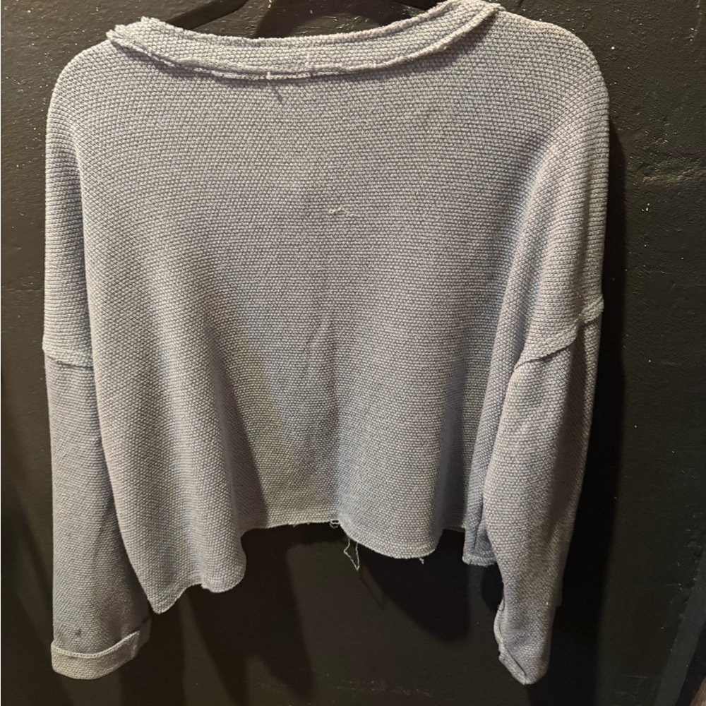 By Together Light Blue Button-Up Cropped Sweatshirt Size Small - Picture 4 of 4
